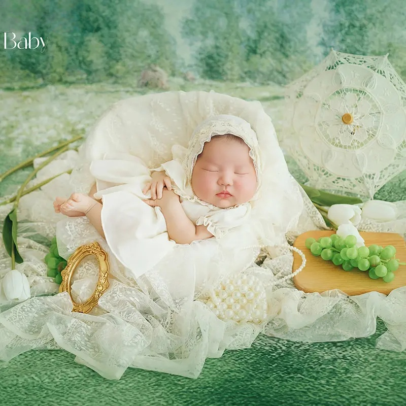 Baby Girl Vintage Wedding Set - Newborn Photography Props - Image 3
